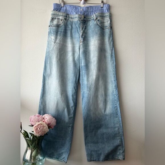 NWOT Acne Studios PRINTED TROUSERS in Light blue - Picture 2 of 16